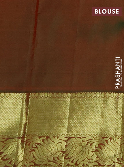 Pure kanchipuram silk saree red and dual shade of green with zari woven buttas and zari woven border