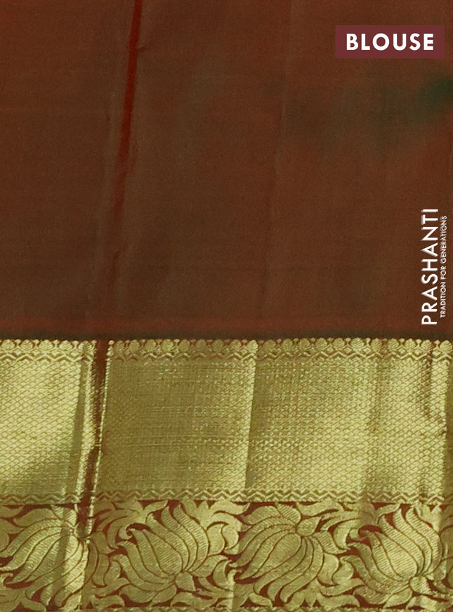 Pure kanchipuram silk saree red and dual shade of green with zari woven buttas and zari woven border