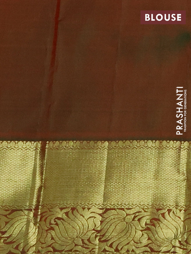 Pure kanchipuram silk saree red and dual shade of green with zari woven buttas and zari woven border