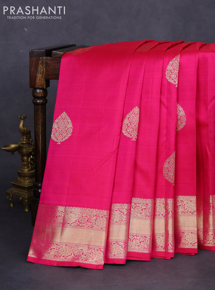 Pure kanchipuram silk saree pink with zari woven buttas and zari woven border
