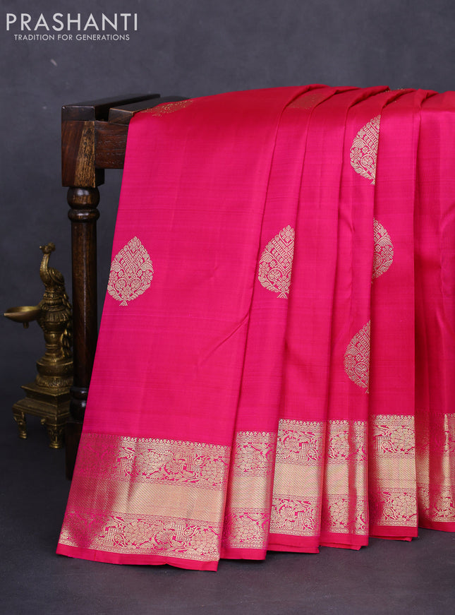 Pure kanchipuram silk saree pink with zari woven buttas and zari woven border