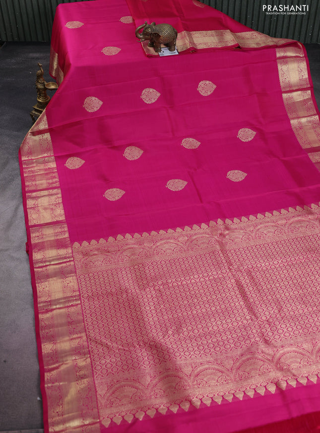 Pure kanchipuram silk saree pink with zari woven buttas and zari woven border