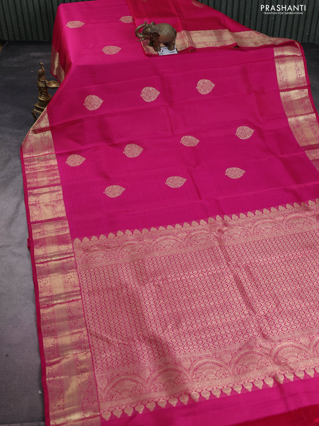 Pure kanchipuram silk saree pink with zari woven buttas and zari woven border