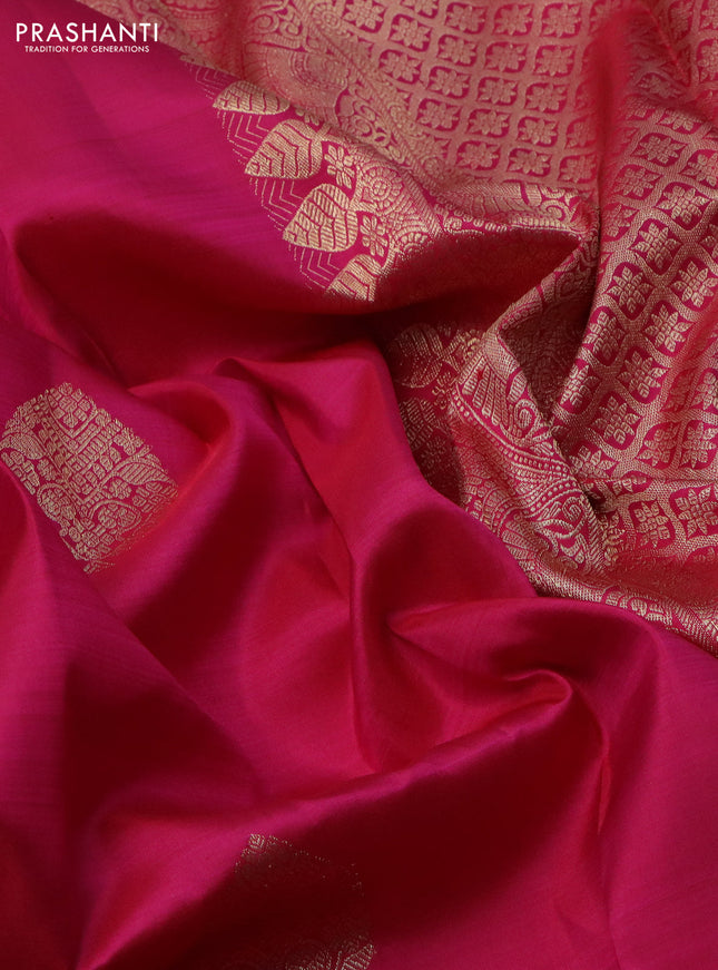 Pure kanchipuram silk saree pink with zari woven buttas and zari woven border