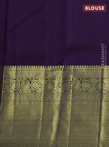 Pure kanchipuram silk saree deep jamun with zari woven buttas and long zari woven border