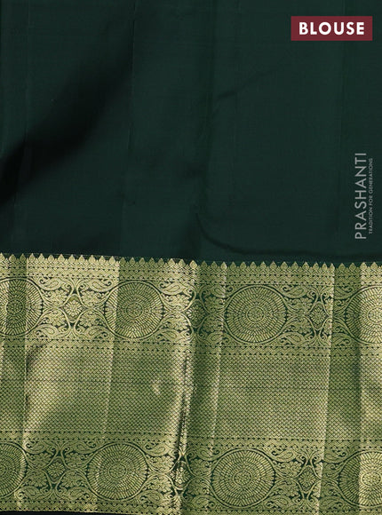Pure kanchipuram silk saree dark green with zari woven buttas and zari woven border