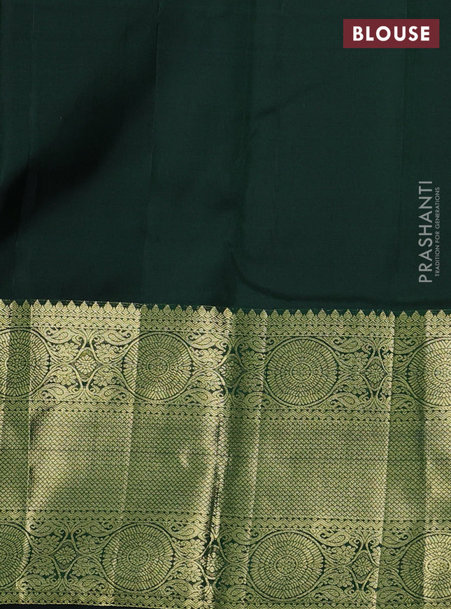 Pure kanchipuram silk saree dark green with zari woven buttas and zari woven border