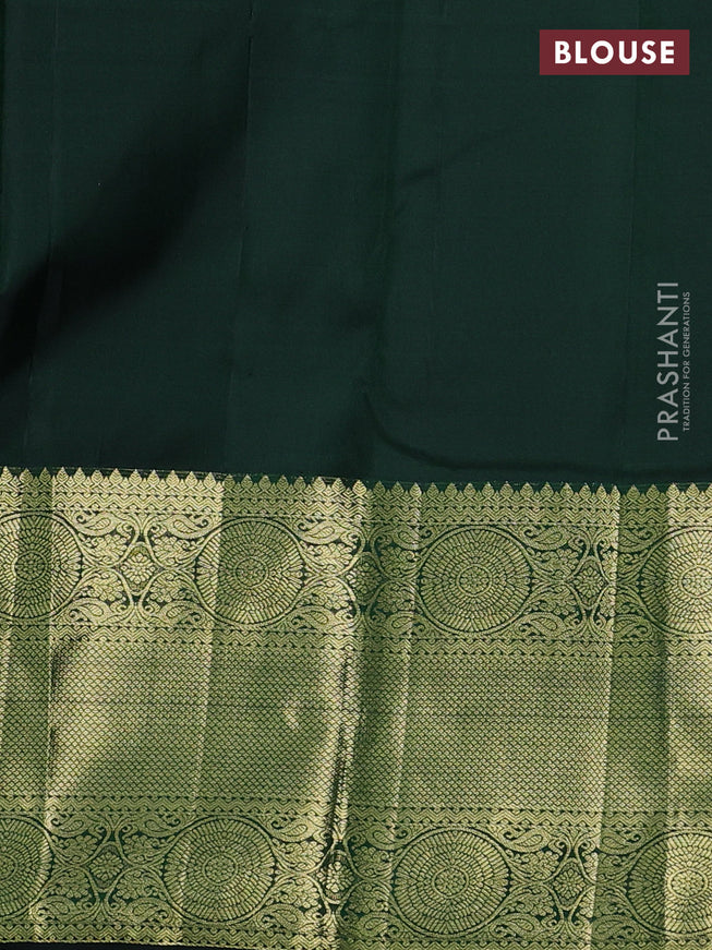 Pure kanchipuram silk saree dark green with zari woven buttas and zari woven border