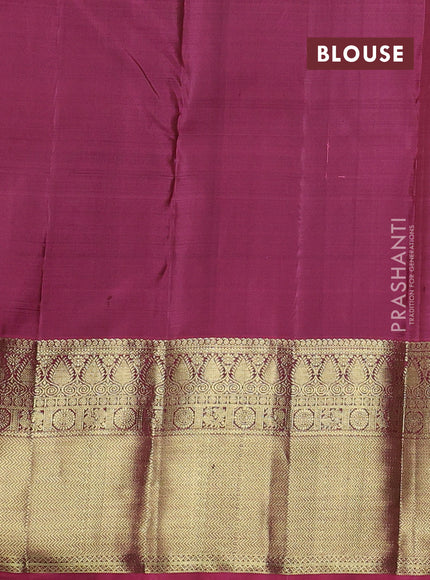 Pure kanchipuram silk saree deep purple and maroon with allover zari woven stripes pattern and zari woven border