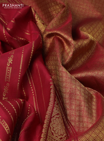 Pure kanchipuram silk saree maroon with allover zari weaves and zari woven border