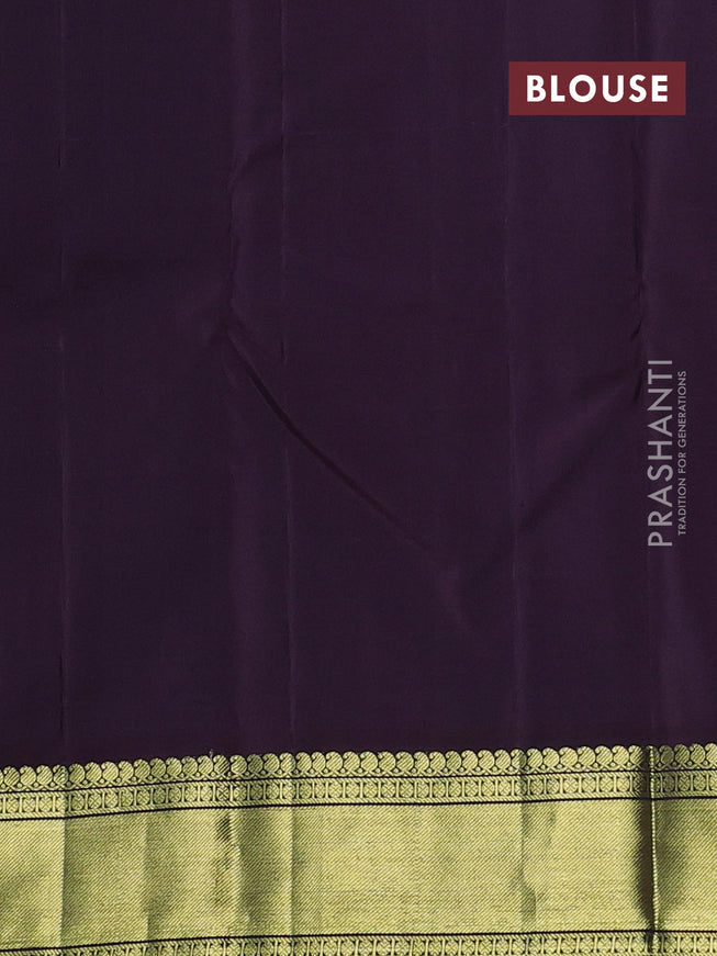 Pure kanchipuram silk saree mauve pink and deep jamun with zari woven buttas and zari woven border