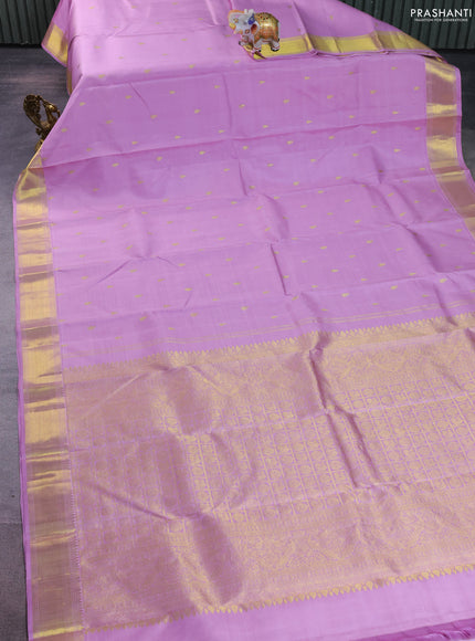 Pure kanchipuram silk saree lavender with zari woven buttas and zari woven border