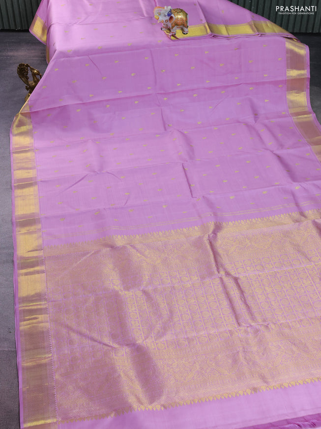 Pure kanchipuram silk saree lavender with zari woven buttas and zari woven border