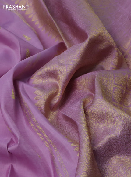 Pure kanchipuram silk saree lavender with zari woven buttas and zari woven border