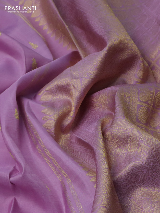 Pure kanchipuram silk saree lavender with zari woven buttas and zari woven border