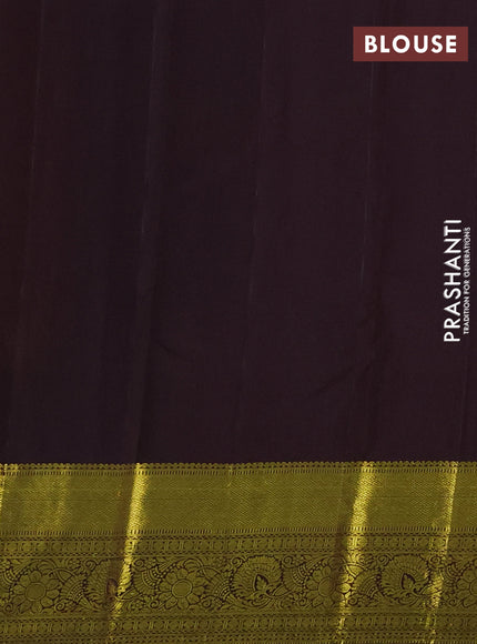 Pure kanchipuram silk saree rust shade and coffee brown with zari woven buttas and zari woven border