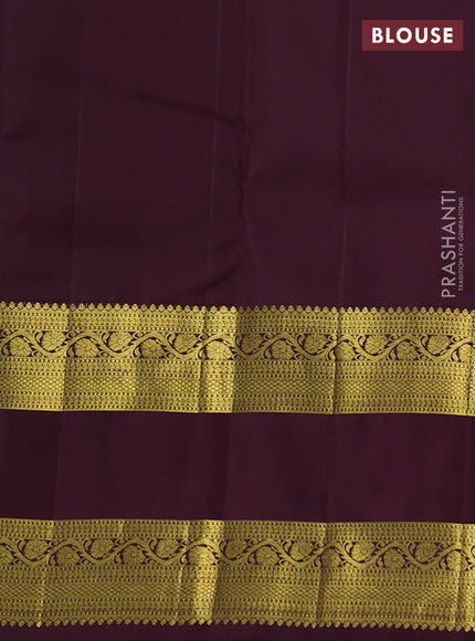 Pure kanchipuram silk saree peacock green and deep maroon with zari woven buttas and rettapet zari woven border