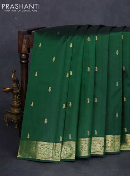 Pure kanchipuram silk saree green with zari woven buttas and zari woven border