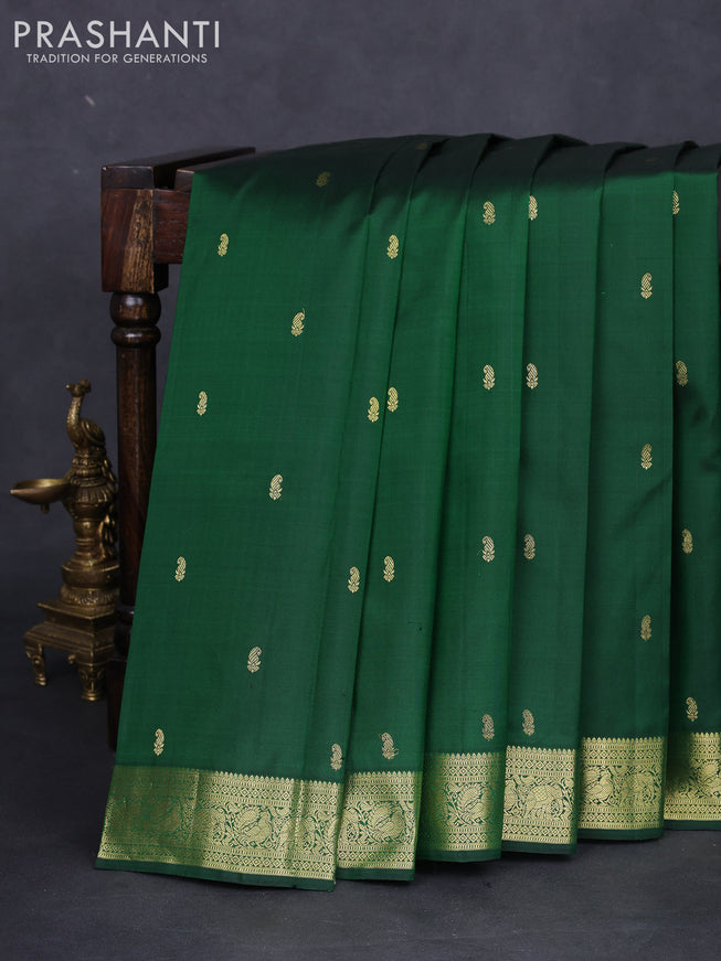 Pure kanchipuram silk saree green with zari woven buttas and zari woven border