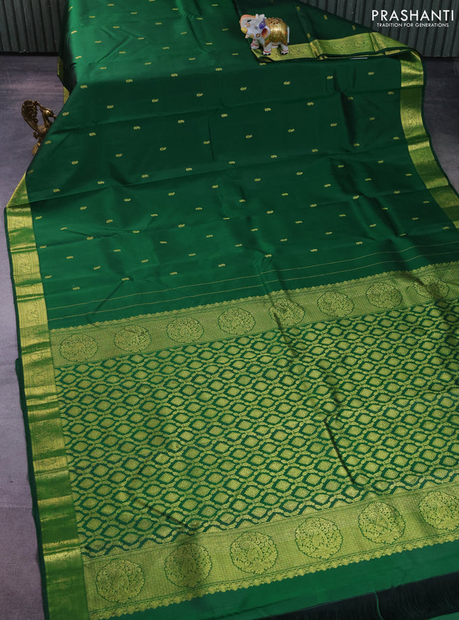 Pure kanchipuram silk saree green with zari woven buttas and zari woven border