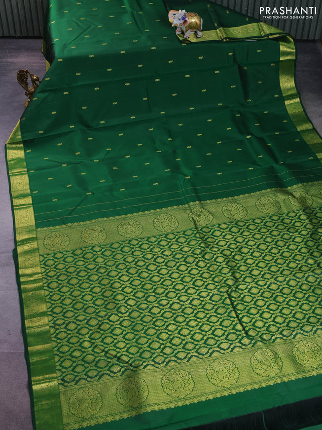 Pure kanchipuram silk saree green with zari woven buttas and zari woven border