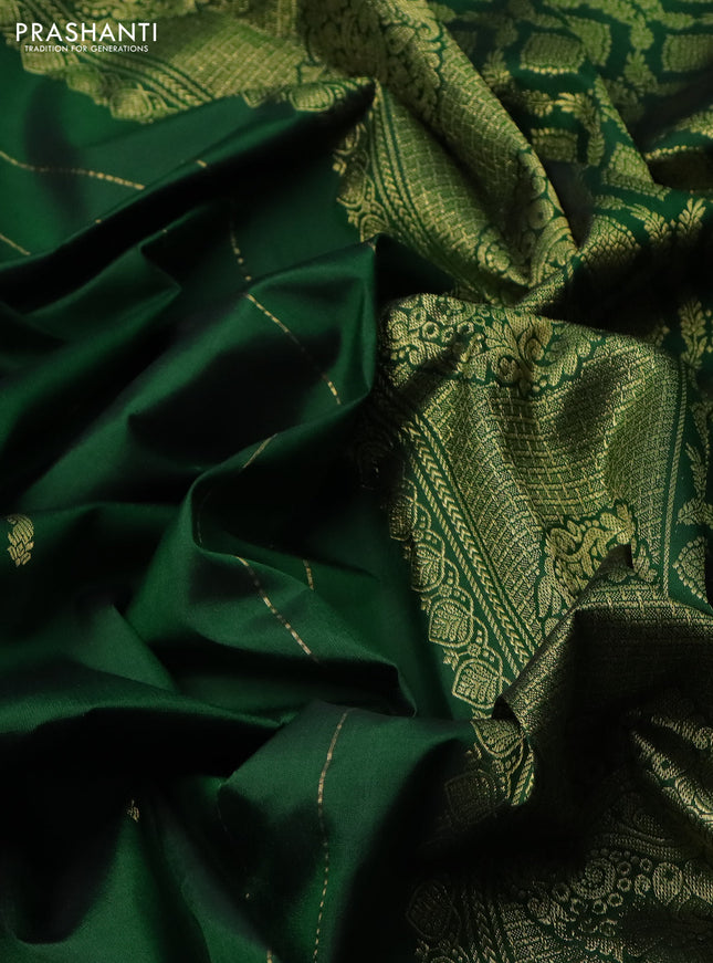 Pure kanchipuram silk saree green with zari woven buttas and zari woven border