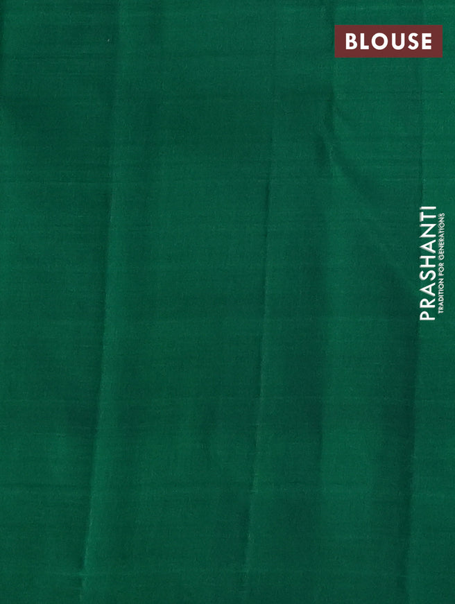 Pure kanchipuram silk saree green with allover silver gold zari weaves & paisley buttas in borderless style