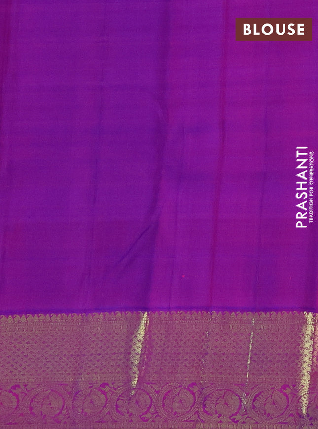 Pure kanchipuram silk saree pink and purple with zari woven buttas and zari woven border