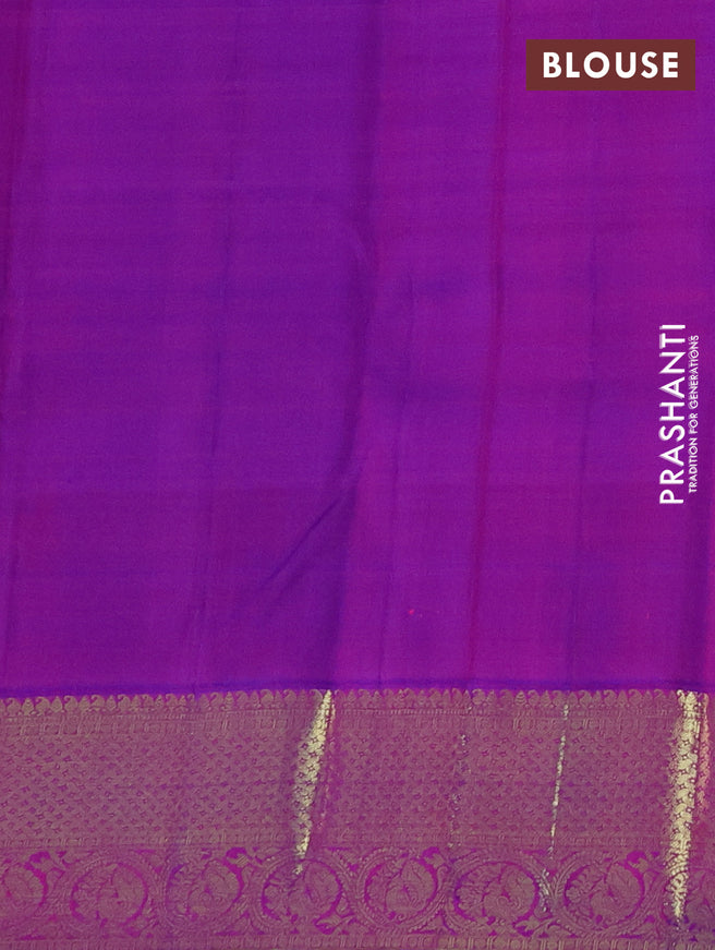 Pure kanchipuram silk saree pink and purple with zari woven buttas and zari woven border