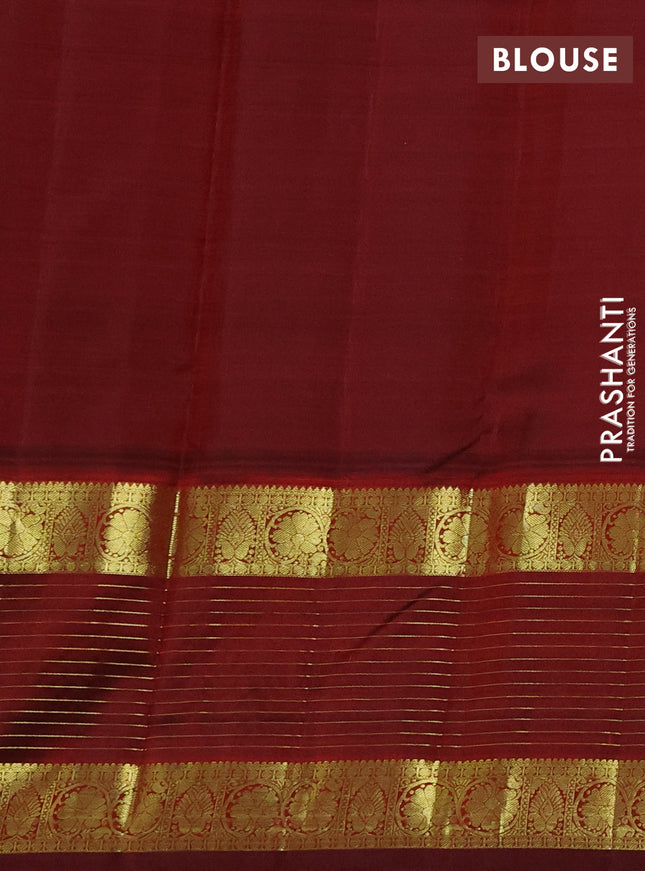 Pure kanchipuram silk saree pink and maroon with zari woven buttas and long zari woven border