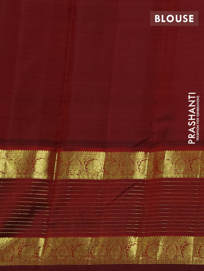 Pure kanchipuram silk saree pink and maroon with zari woven buttas and long zari woven border