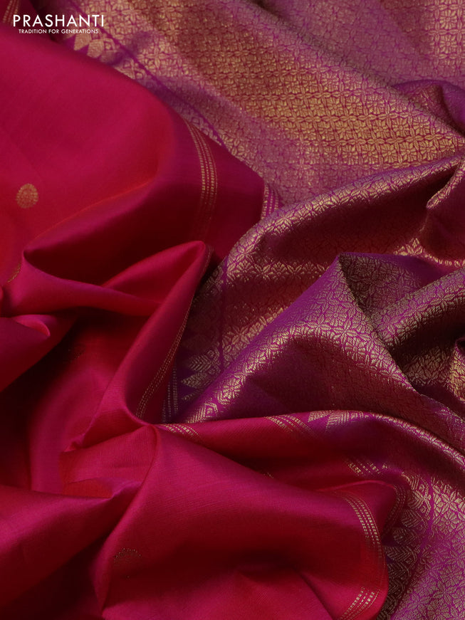 Pure kanchipuram silk saree pink and purple with zari woven buttas and zari woven border