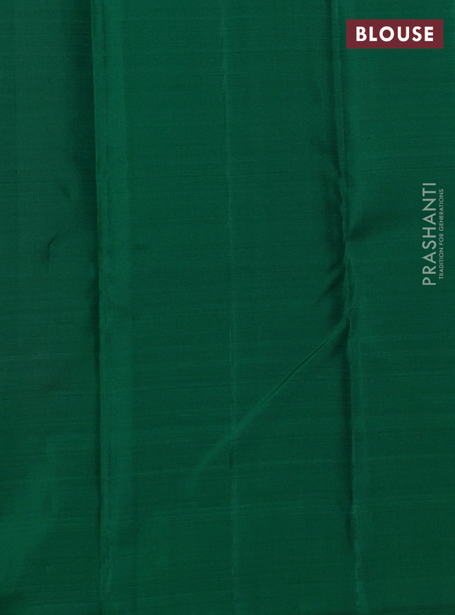 Pure kanchipuram silk saree pink and green with allover silver & gold zari weaves in borderless style