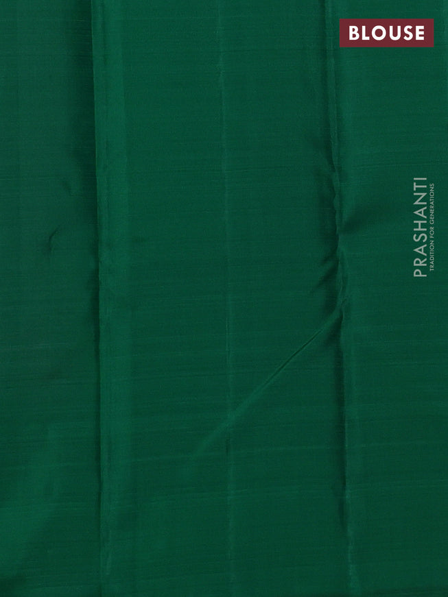 Pure kanchipuram silk saree pink and green with allover silver & gold zari weaves in borderless style
