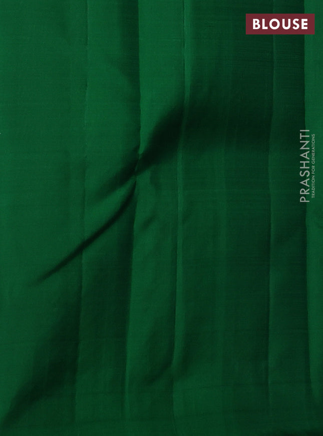 Pure kanchipuram silk saree lavender and green with allover silver & gold zari weaves in borderless style
