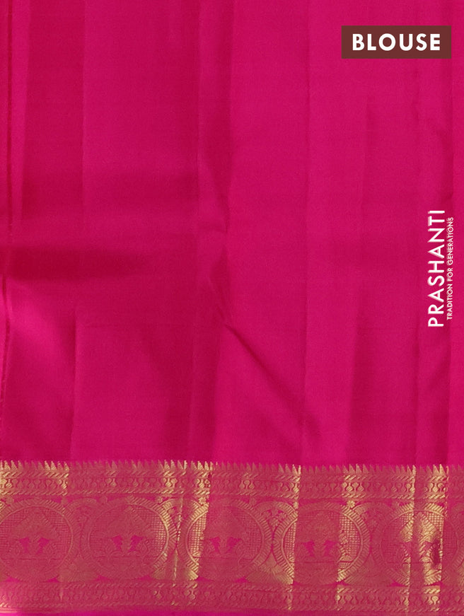 Pure kanchipuram silk saree dual shade of mustard and pink with zari woven buttas and zari woven border