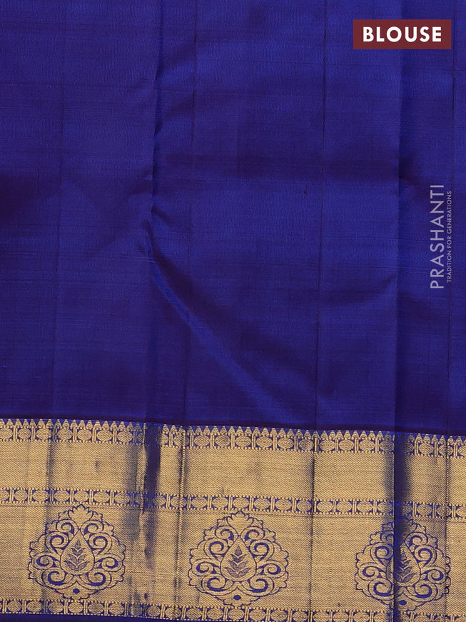 Pure kanchipuram silk saree cs blue and blue with floral zari woven buttas and zari woven border