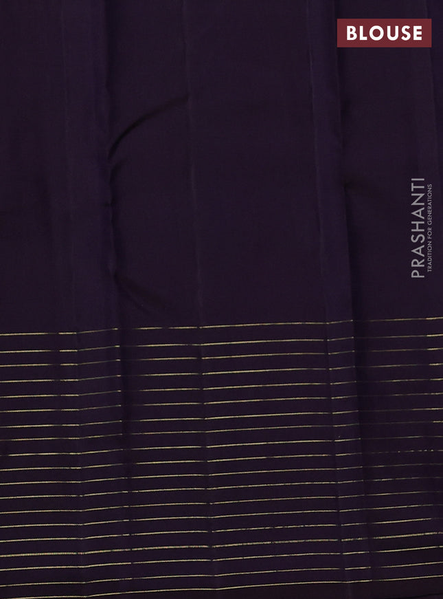 Pure kanchipuram silk saree mehendi green and deep jamun with allover zari weaves and rich zari border