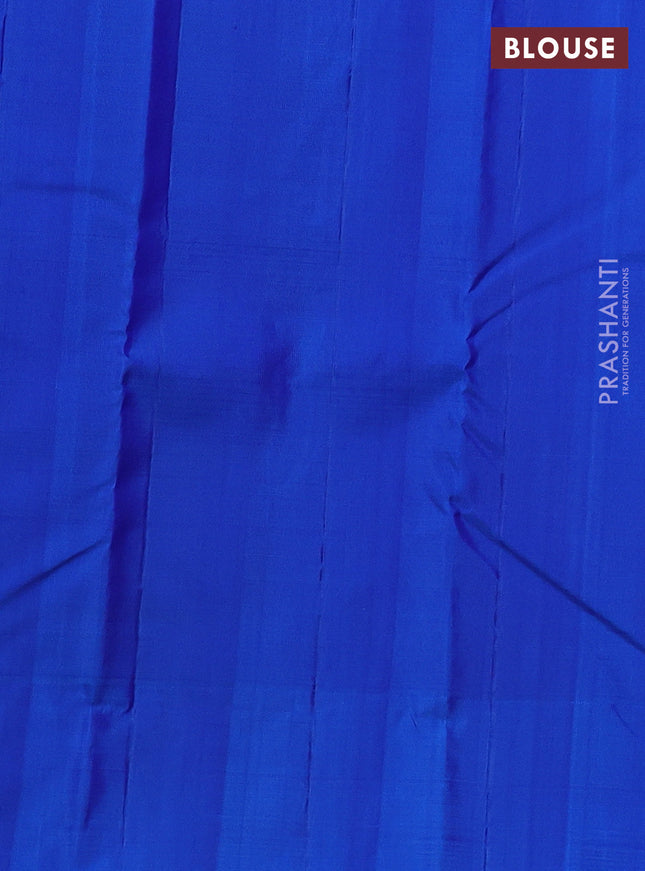 Pure kanchipuram silk saree royal blue and cs blue with allover silver & gold zari weaves and zari woven butta border