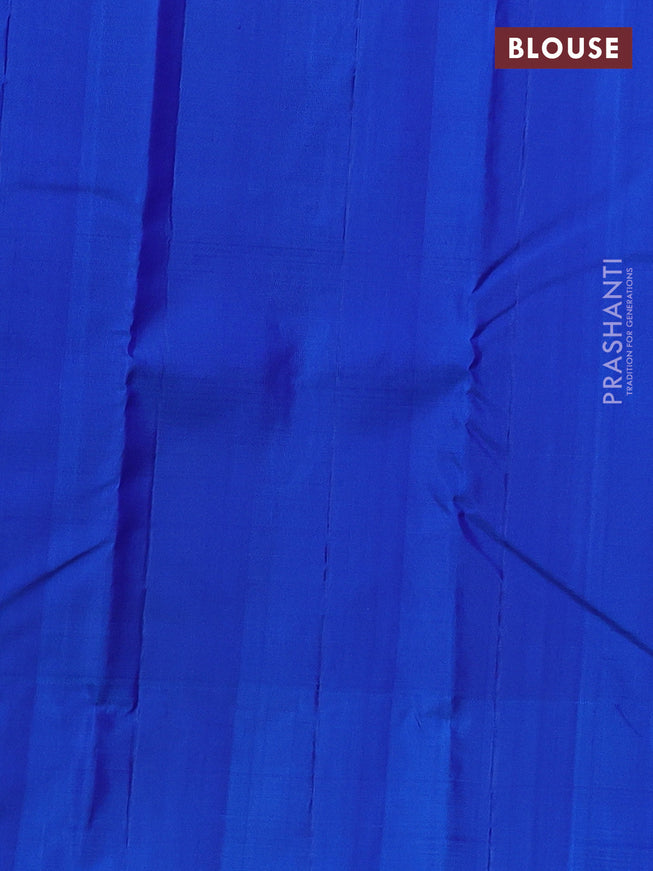 Pure kanchipuram silk saree royal blue and cs blue with allover silver & gold zari weaves and zari woven butta border