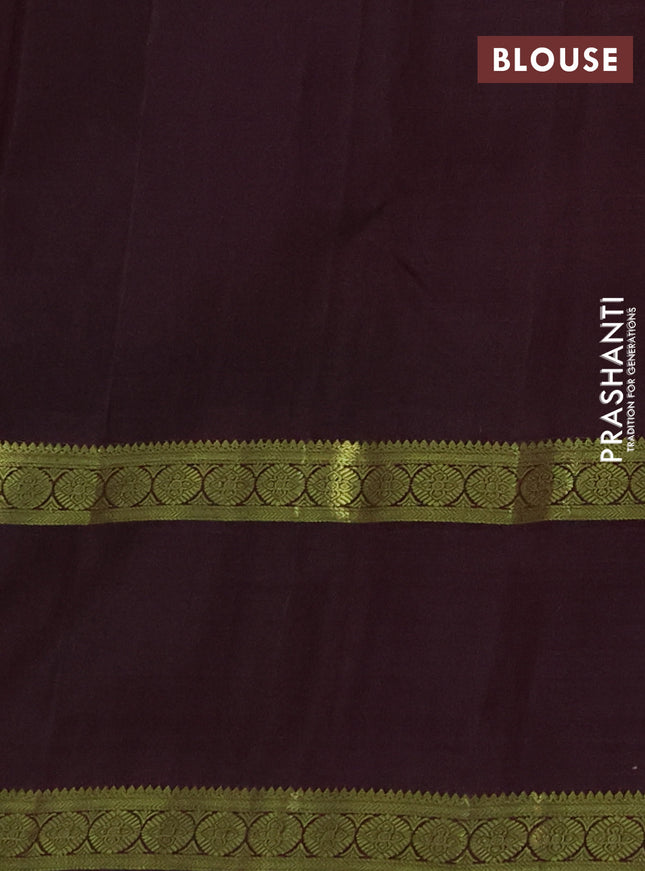 Pure kanchipuram silk saree rustic orange and brown with zari woven buttas and rettapet zari woven border