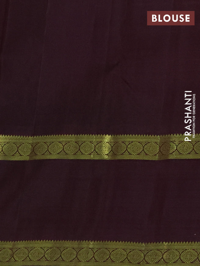Pure kanchipuram silk saree rustic orange and brown with zari woven buttas and rettapet zari woven border