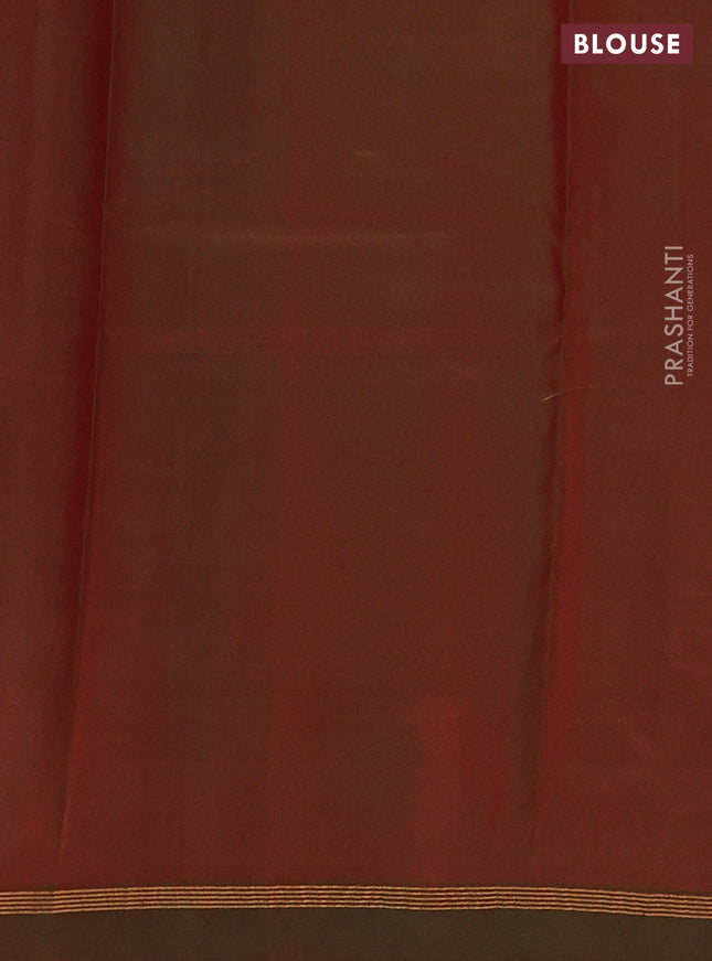 Pure kanchipuram silk saree dark pink and dual shade of green with zari woven buttas and zari woven simple border