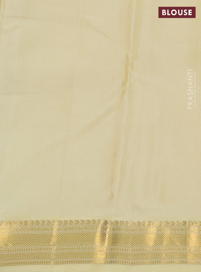 Pure kanchipuram silk saree red and pale yellow with zari woven buttas and zari woven korvai border