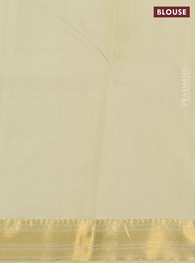 Pure kanchipuram silk saree purple and cream with zari woven buttas and zari woven korvai border