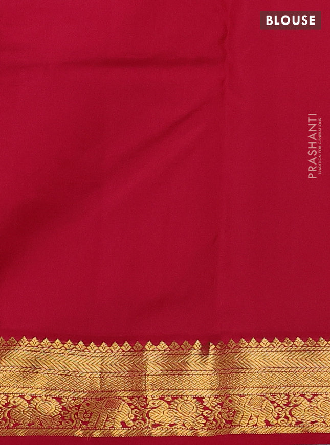 Pure kanchipuram silk saree green and pink with vairaosi pattern & zari buttas and zari woven korvai border