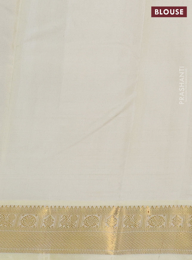 Pure kanchipuram silk saree maroon and cream with zari woven buttas and zari woven korvai border