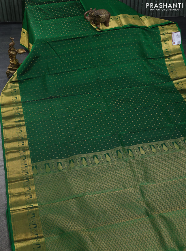 Pure kanchipuram silk saree green with allover zari woven 1000 buttas and zari woven border