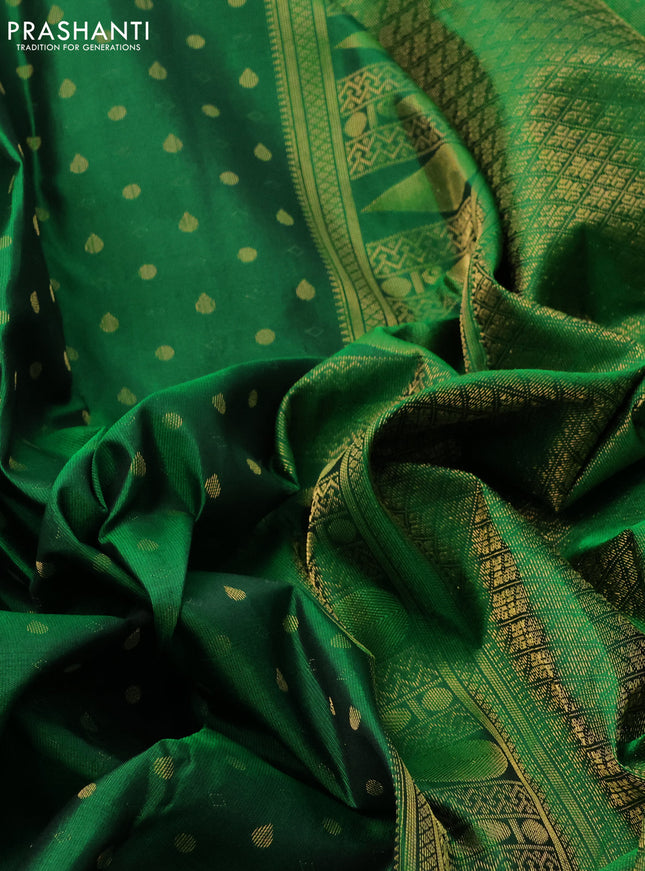 Pure kanchipuram silk saree green with allover zari woven 1000 buttas and zari woven border