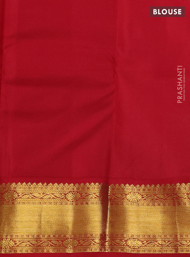 Pure kanchipuram silk saree teal blue and red with zari woven buttas and zari woven korvai border